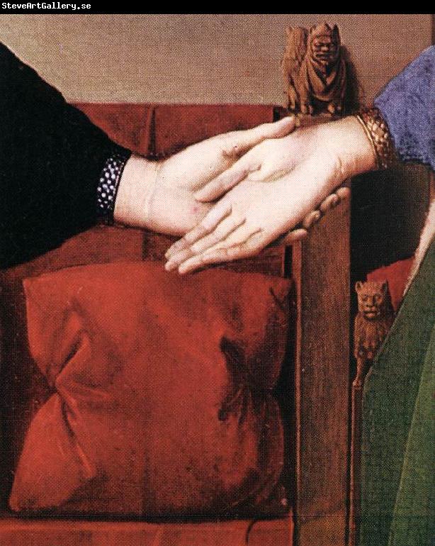 EYCK, Jan van Portrait of Giovanni Arnolfini and his Wife (detail) sdfs